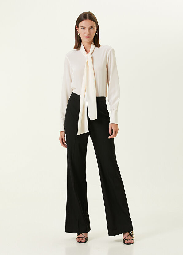 

Черные шерстяные брюки с высокой талией Stella McCartney, Черный