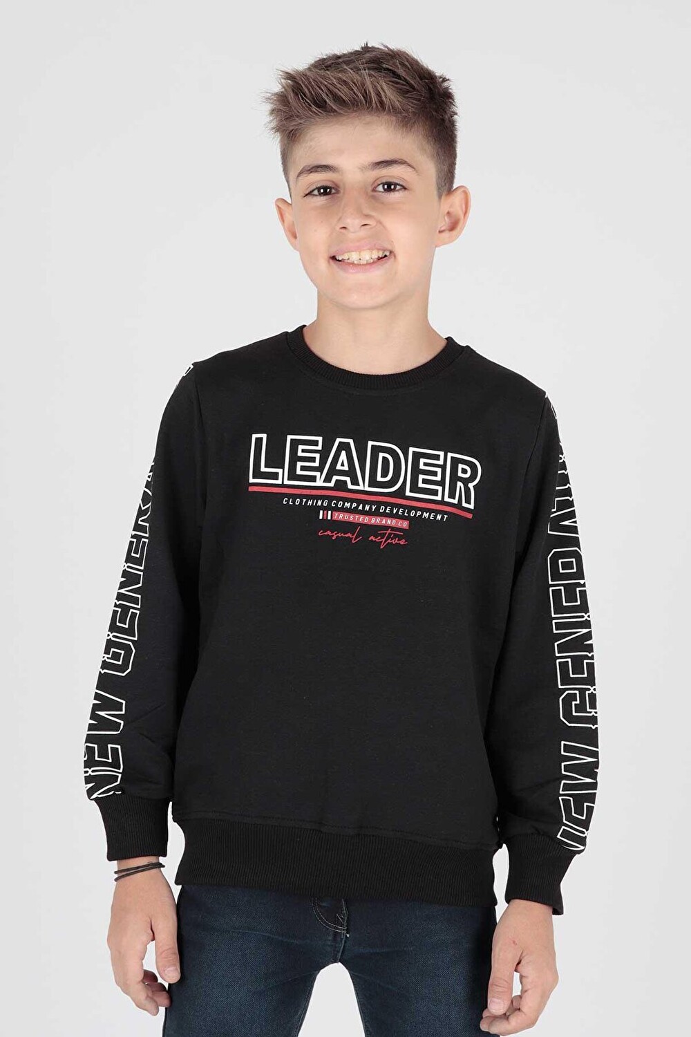 

Трендовый свитшот с принтом Boy's Leader Ak15091 ahengim, черный