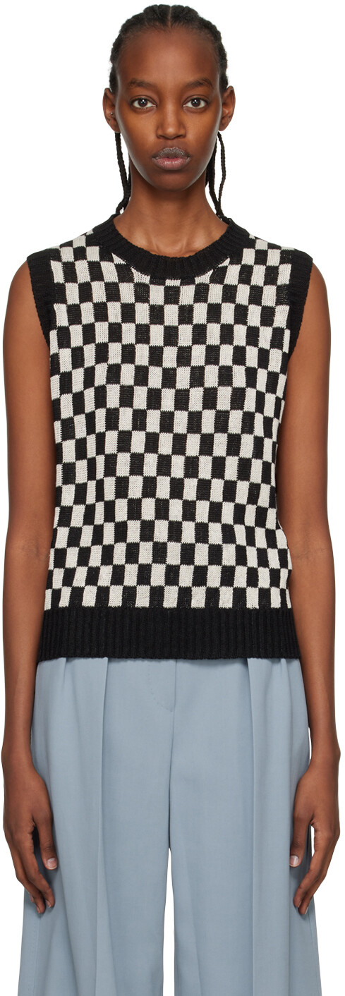 

S Max Mara Бело-черный жилет Quadro