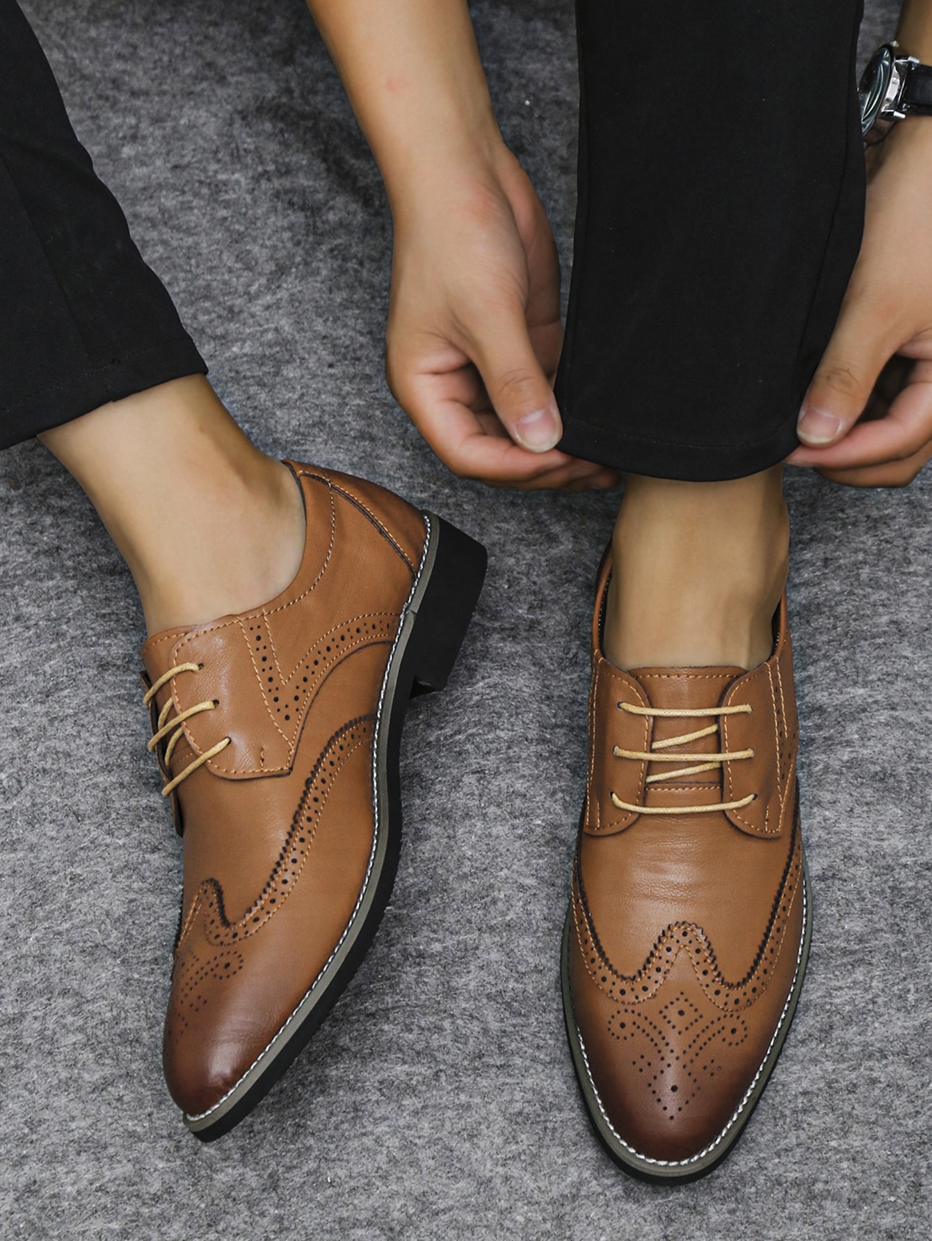 Мужские резные формальные броги, коричневый кожаные туфли в стиле панк с острым носком alexander mcqueen черный