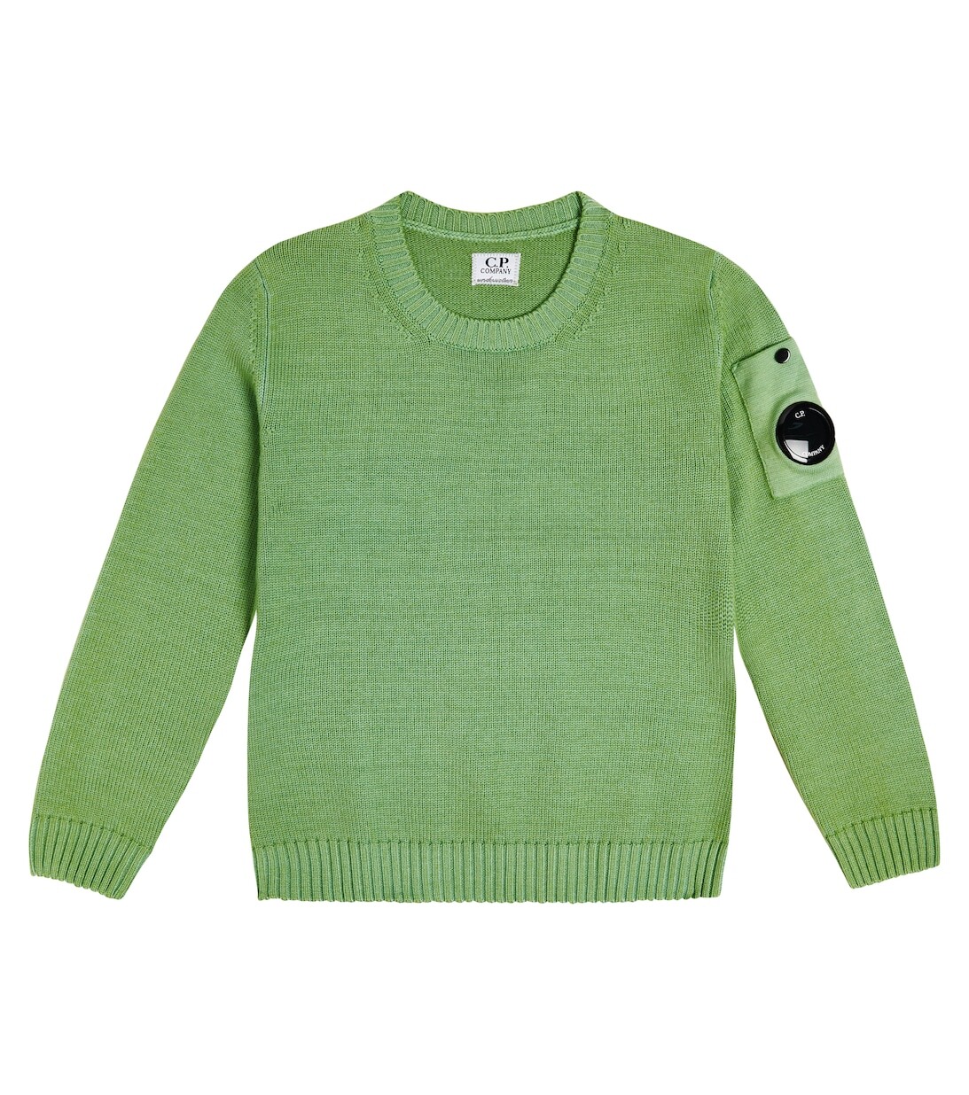 

Шерстяной свитер в рубчик C.P. COMPANY KIDS, зеленый