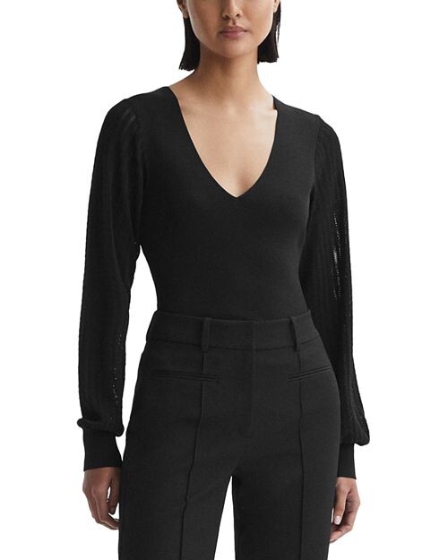 

Топ Lexi с V-образным вырезом REISS, цвет Black