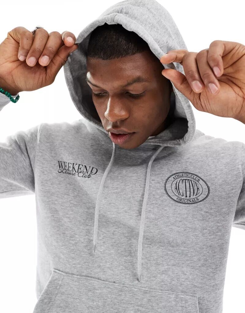 

Толстовка оверсайз серого цвета с принтом Weekend Jack & Jones