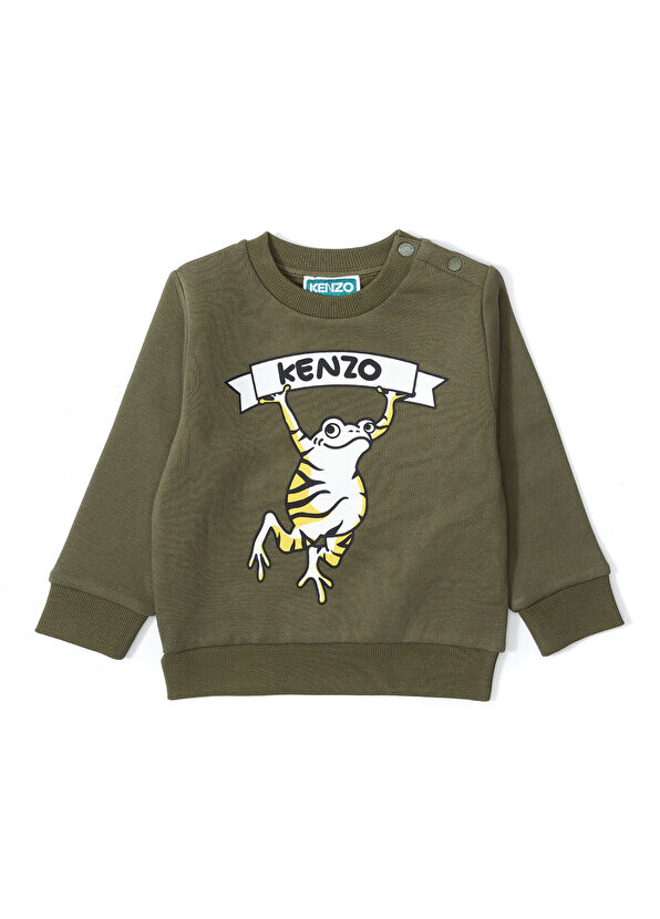 

Толстовка для маленьких мальчиков цвета хаки с логотипом Kenzo