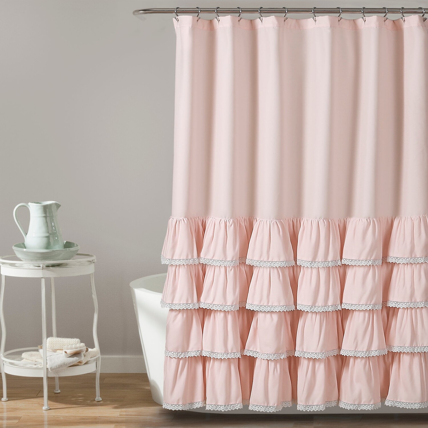 

Кружевная занавеска для душа Ella с рюшами Lush Decor, цвет Blush