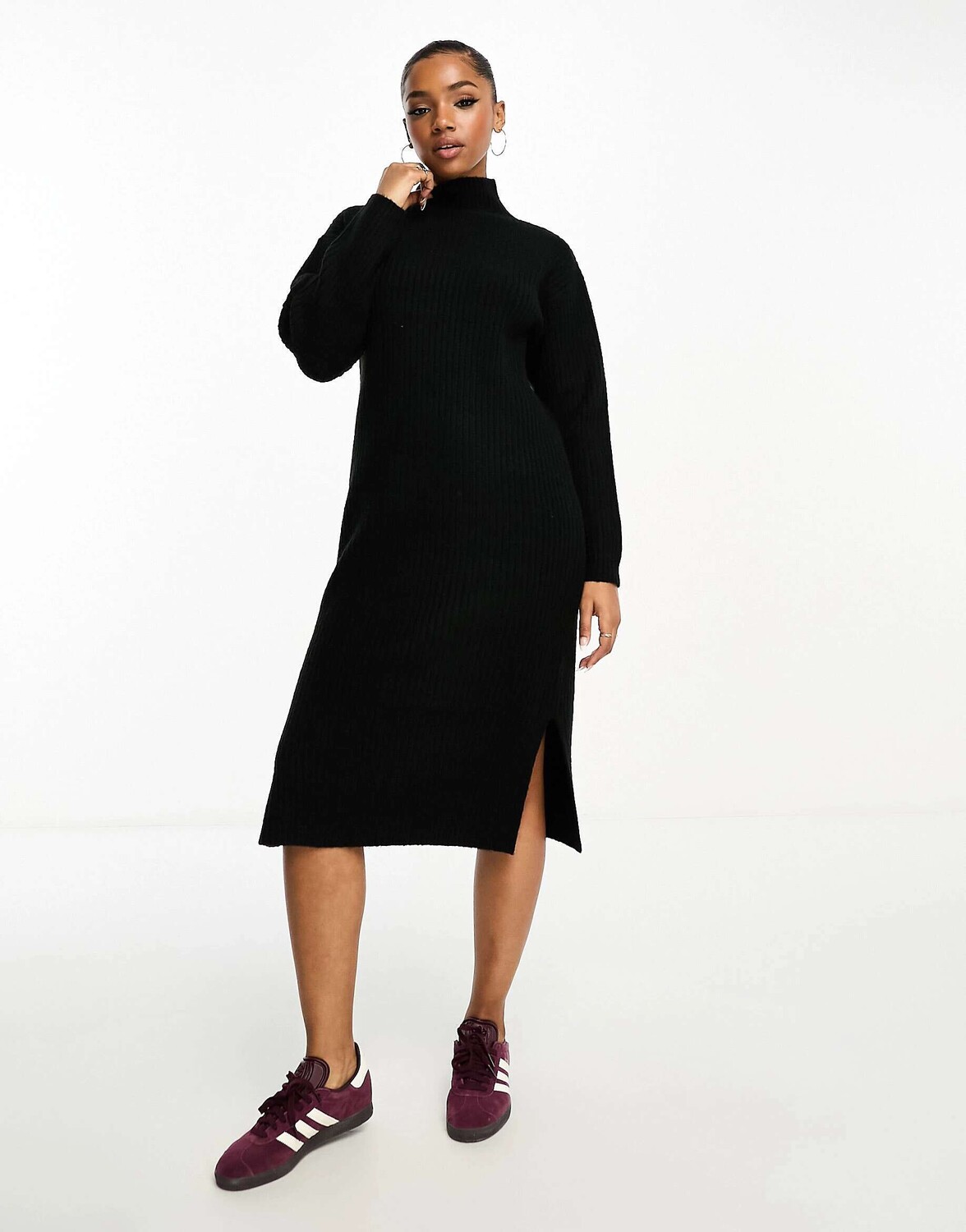 

Черное трикотажное платье миди New Look, Черный