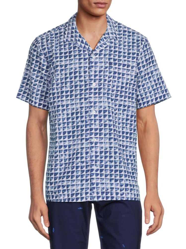 

Рубашка Camp из смесового льна в клетку Graph Original Penguin, цвет Limoges