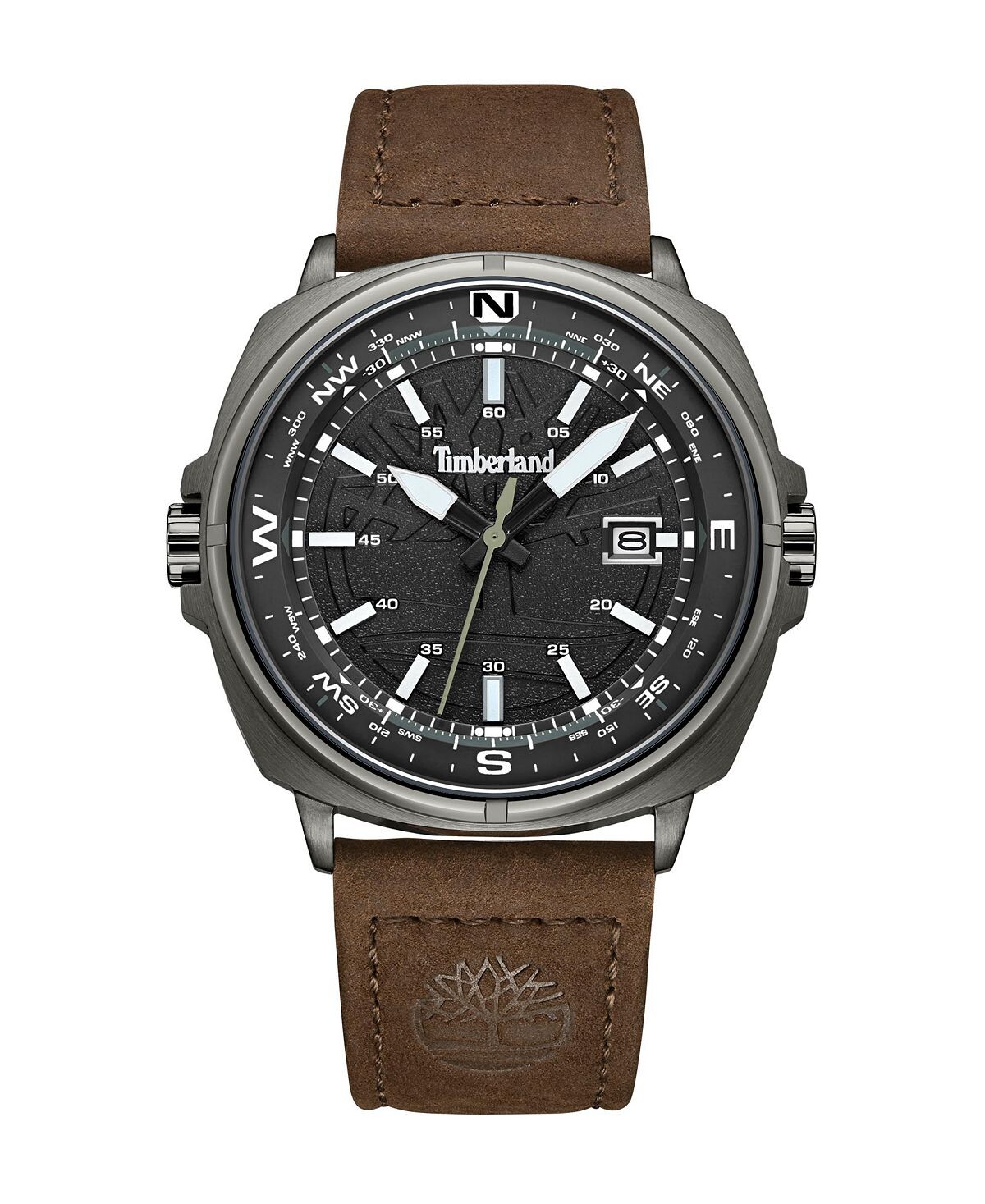 

Мужские часы Williston Three Date Hand с коричневым ремешком из натуральной кожи, 44 мм Timberland