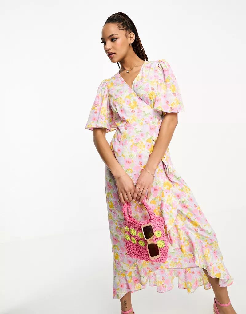 Розовое чайное платье макси с запахом спереди Vero Moda повседневное платье макси с запахом спереди для беременных vero moda vero moda maternity