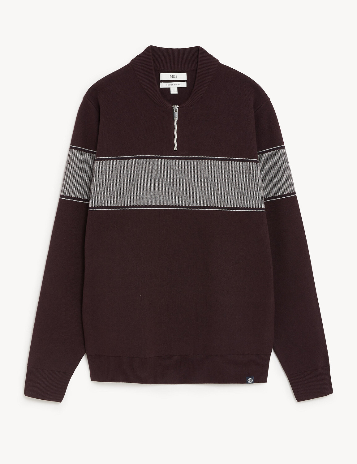 

Джемпер на молнии из смеси хлопка с блок-полосками Marks & Spencer