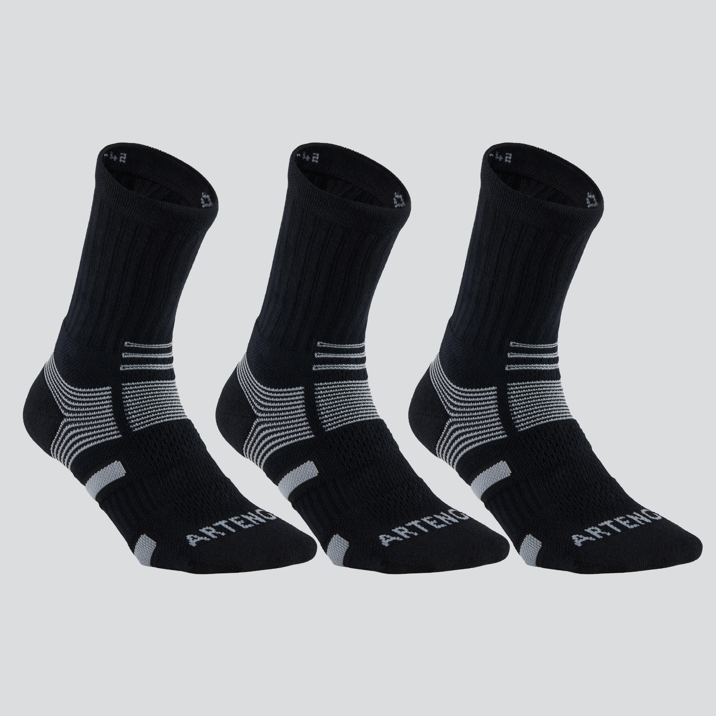Artengo Rs 560 Высокие Спортивные Носки Черные Серые Лот Из 3 Пар
