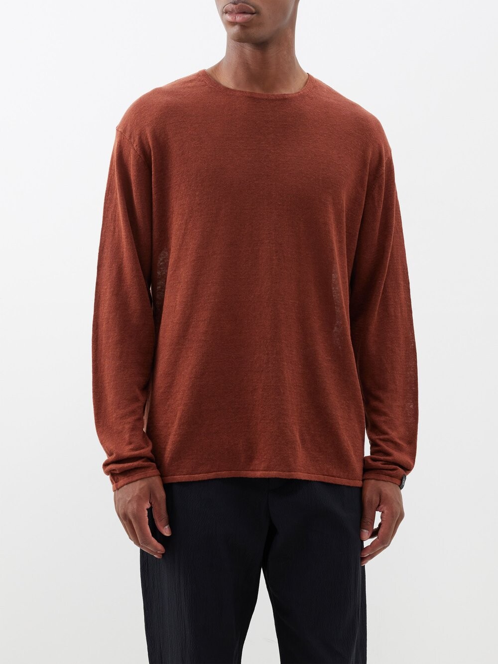 

Вязаный льняной свитер kerwin с круглым вырезом Rag & Bone, красный