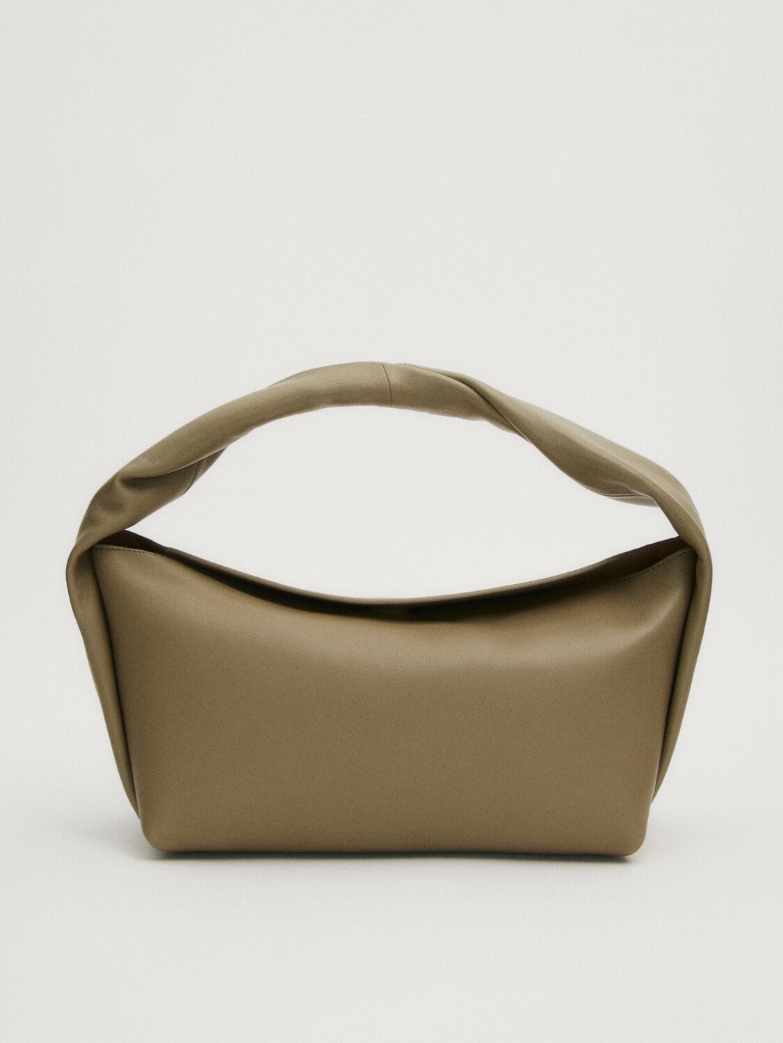 

Сумка-круассан из кожи наппа Massimo Dutti, хаки