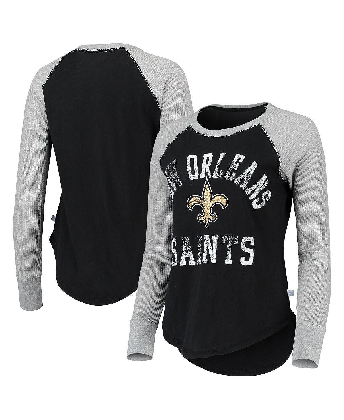 

Женская черная футболка с длинным рукавом New Orleans Saints вафельного реглан Touch, черный