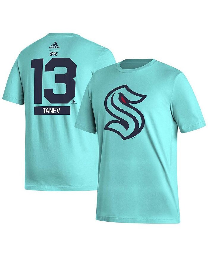 

Мужская футболка Brandon Tanev Teal Seattle Kraken Reverse Retro 2.0 с именем и номером adidas, синий