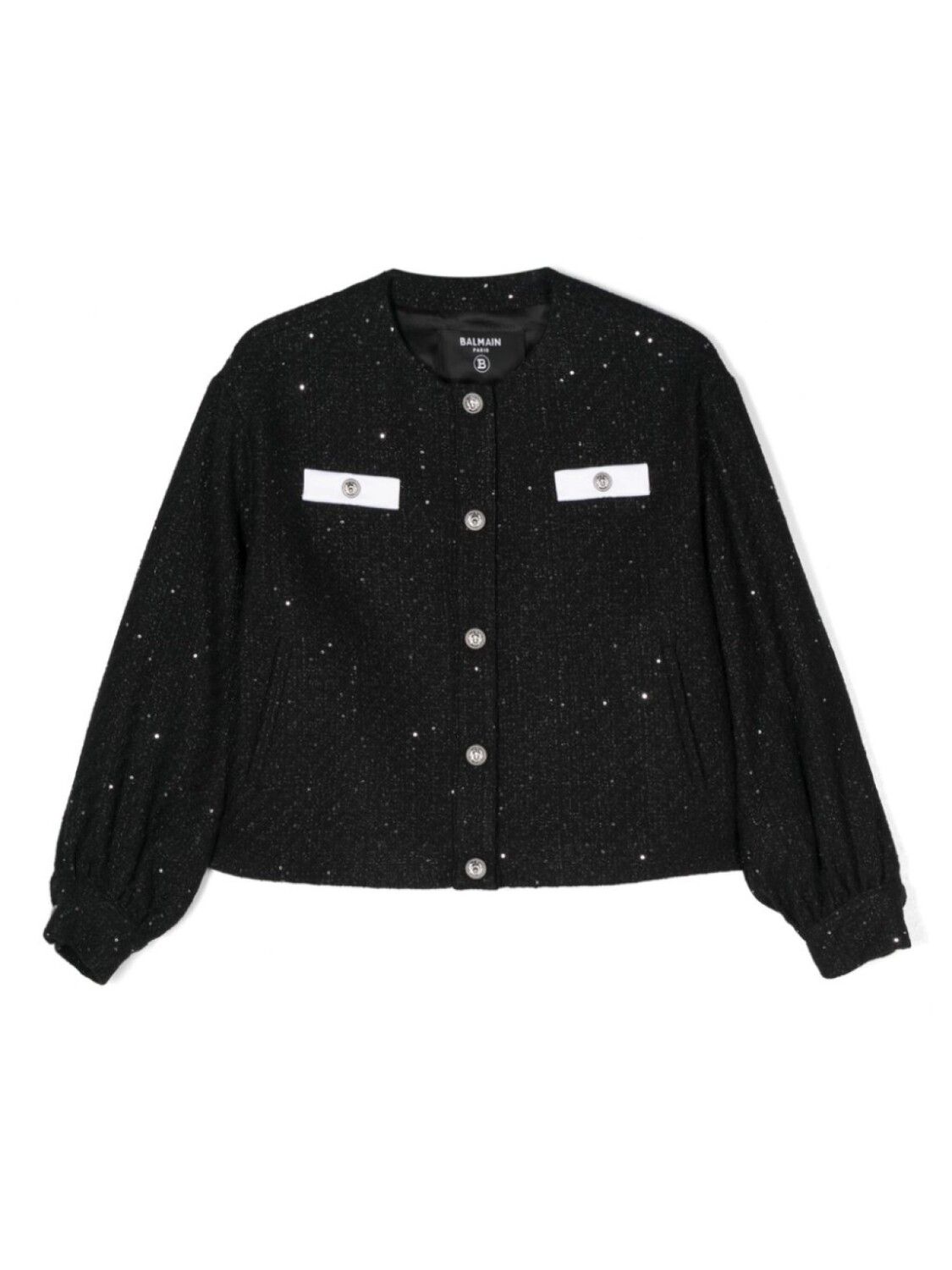 

Balmain Kids твидовый жакет с пайетками, черный