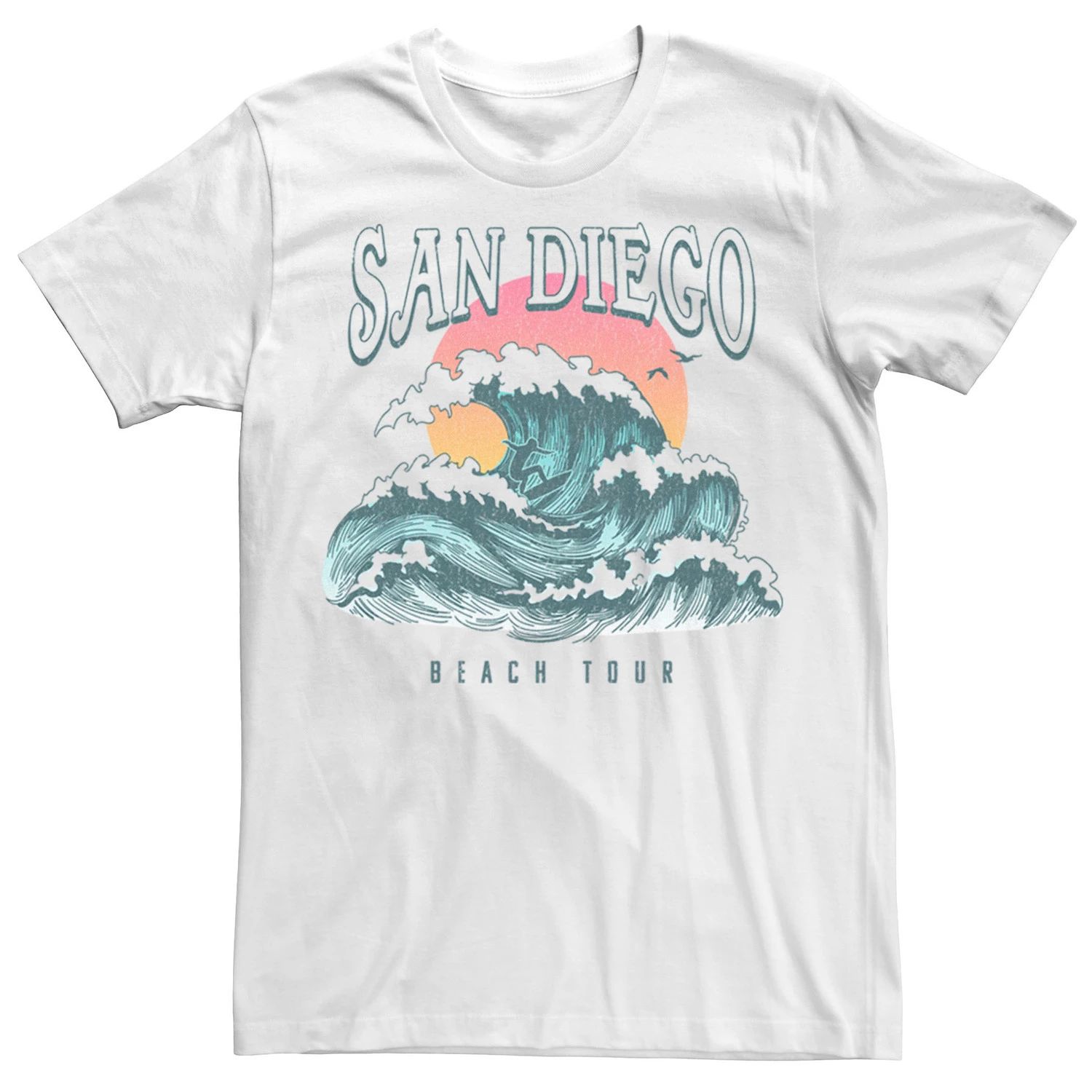 Мужская футболка San Diego Beach Wave Surf Tour Licensed Character rustic san diego surf club octopus catch the wave vintage look metal sign