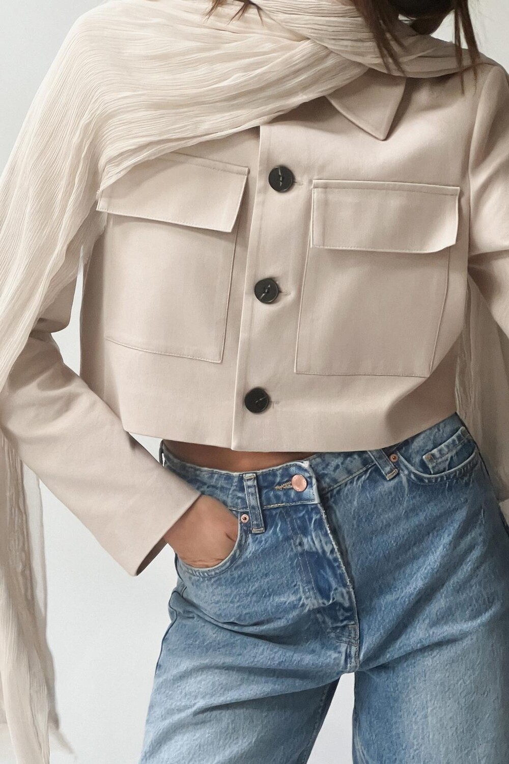 

Двусторонний шарф ZARA, экрю