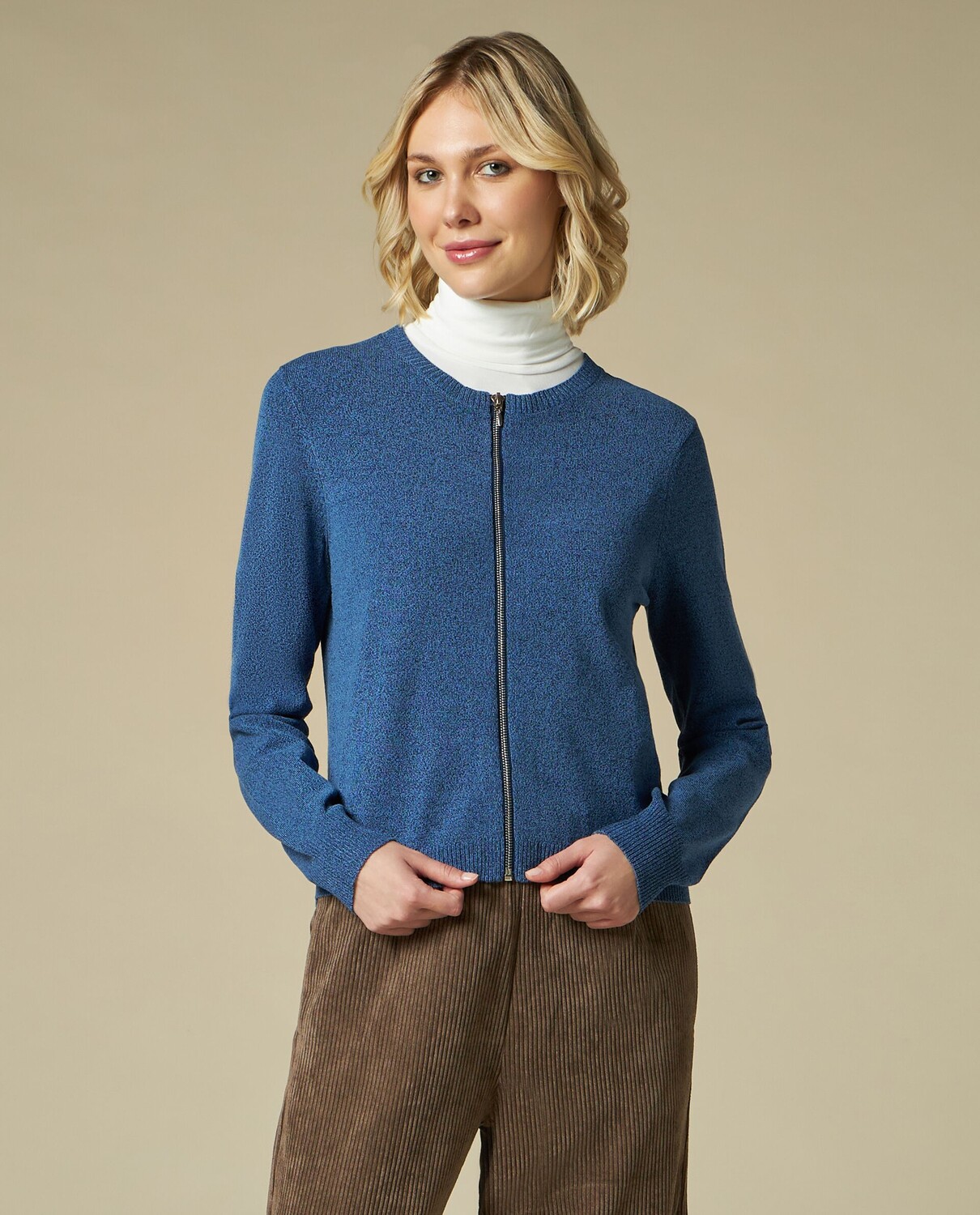 

Женский трикотажный кардиган на молнии NICE&CHIC, сине-зеленый