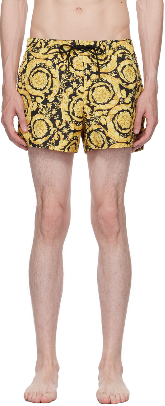

Черно-золотые шорты для плавания Barocco Versace Underwear