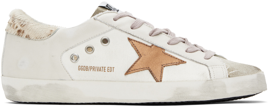 

Эксклюзивные бежевые кеды Golden Goose SSENSE Super-Star Double Quarter