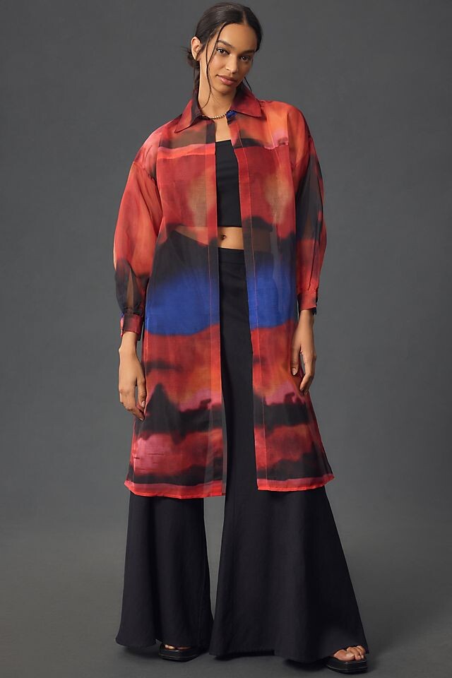 

Кимоно Anthropologie с принтом, красный/черный/синий