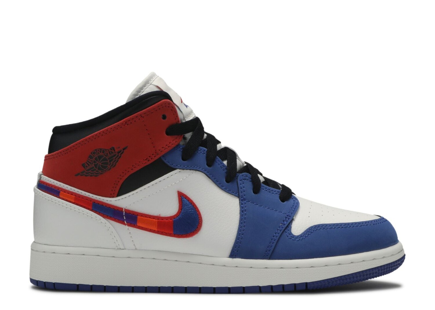 кроссовки air jordan air jordan 1 mid se gs multicolored swoosh белый Кроссовки Air Jordan Air Jordan 1 Mid Se Gs 'Multicolored Swoosh', белый