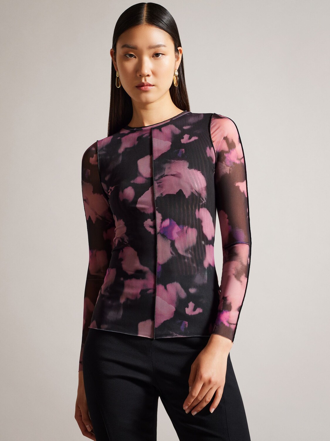 

Сетчатый топ Ted Baker Aleeina, черный/мульти