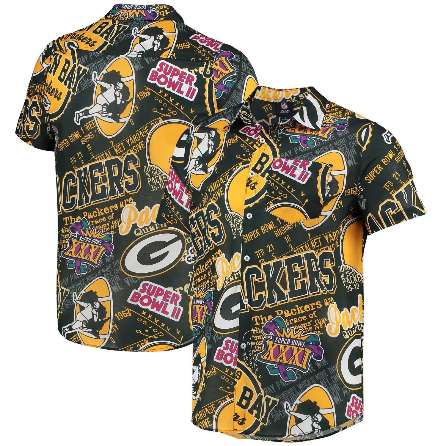 

Мужская тематическая рубашка на пуговицах FOCO Green Green Bay Packers