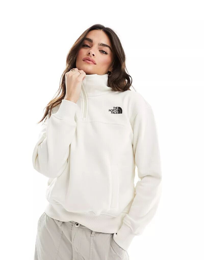 

Белоснежная толстовка на молнии 1/4 с логотипом The North Face Essential