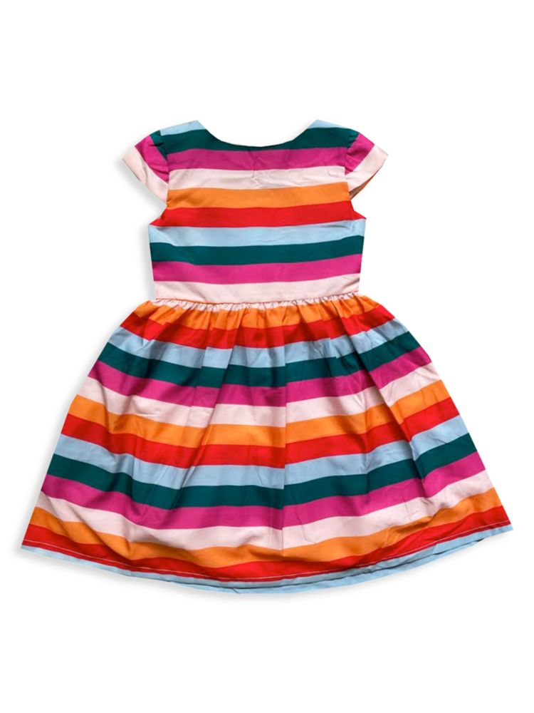 Полосатое платье для маленьких девочек и девочек Joe-Ella, цвет Pink Multi вязаное платье с узором гусиные лапки для маленьких девочек и девочек joe ella цвет black white