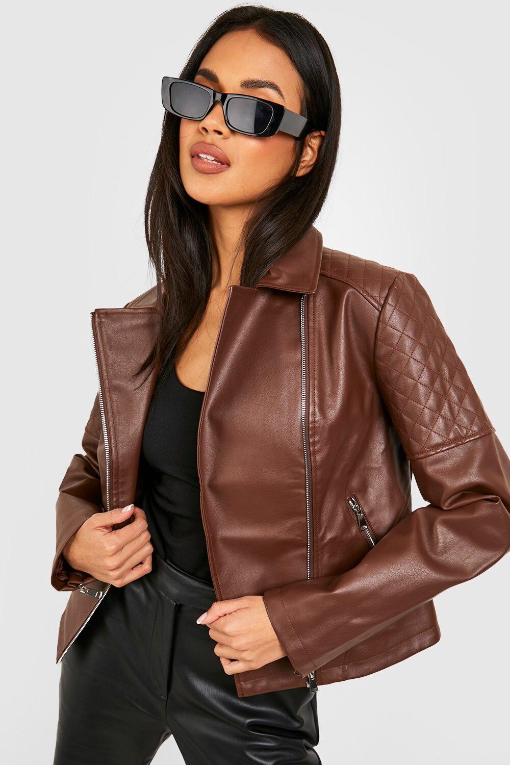 

Стеганая мотокуртка Boohoo, шоколадный