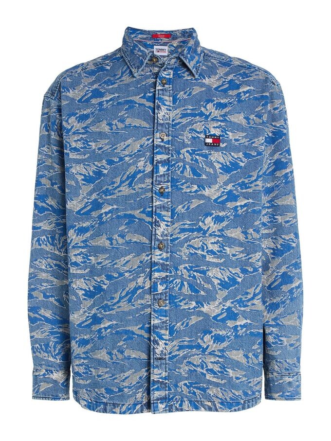 

Джинсовая рубашка с камуфляжным принтом Tiger Tommy Jeans, синий