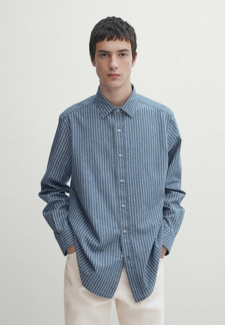 

Рубашка STRIPED Massimo Dutti, цвет blue