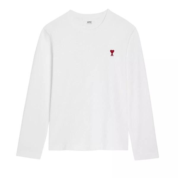 Футболка shirt langarm white Ami Paris, белый футболка cotton shirt ami paris белый