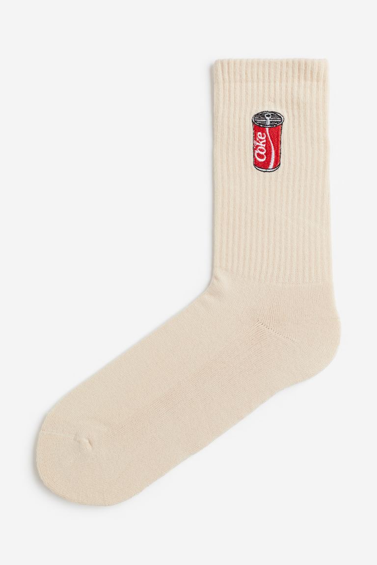 Носки с мотивом H&M, бежевый носки новогодние носки женские носки новогодний принт подарочные носки носки кока кола