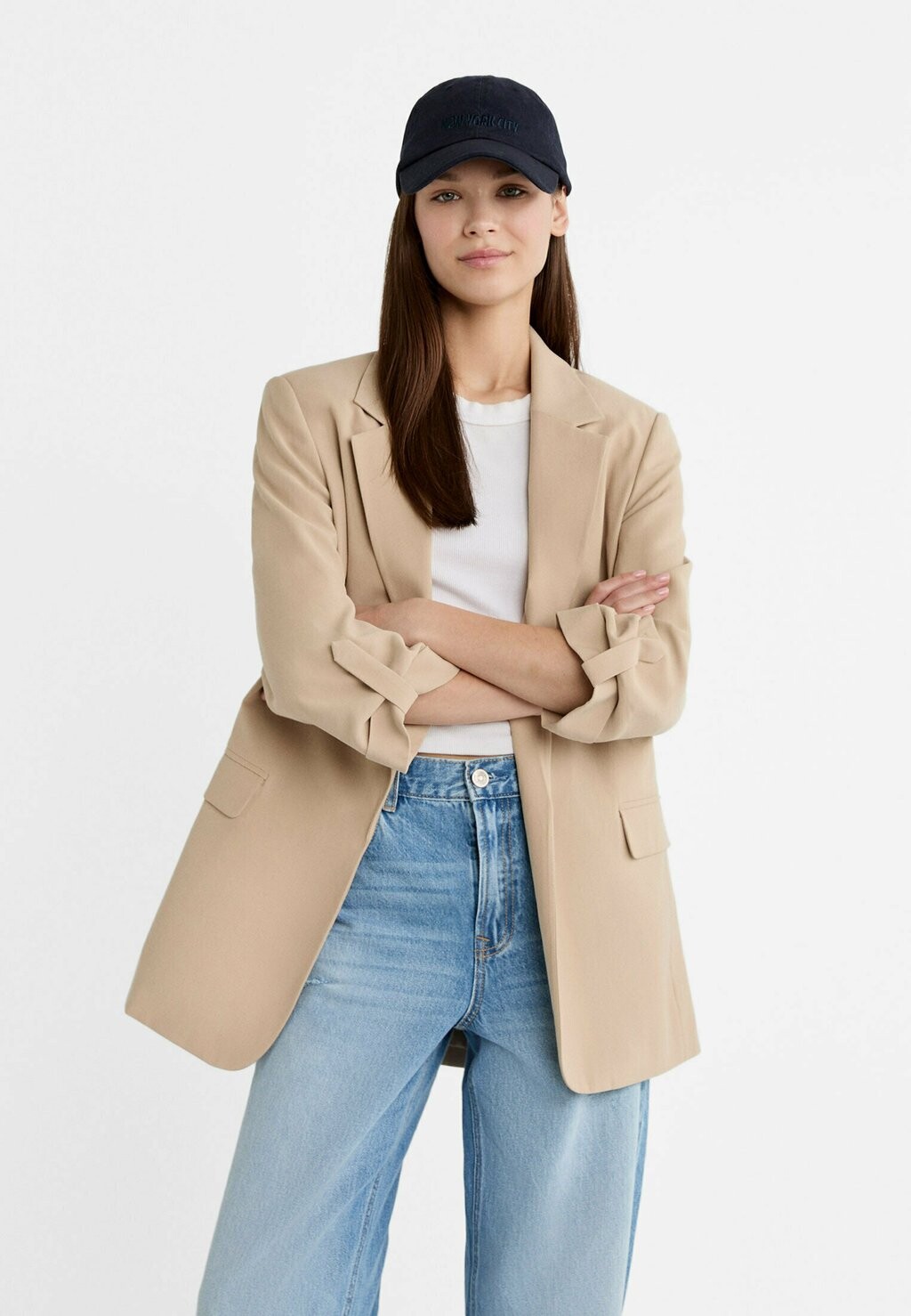 Блейзер FLOWING REGULAR Stradivarius, цвет beige