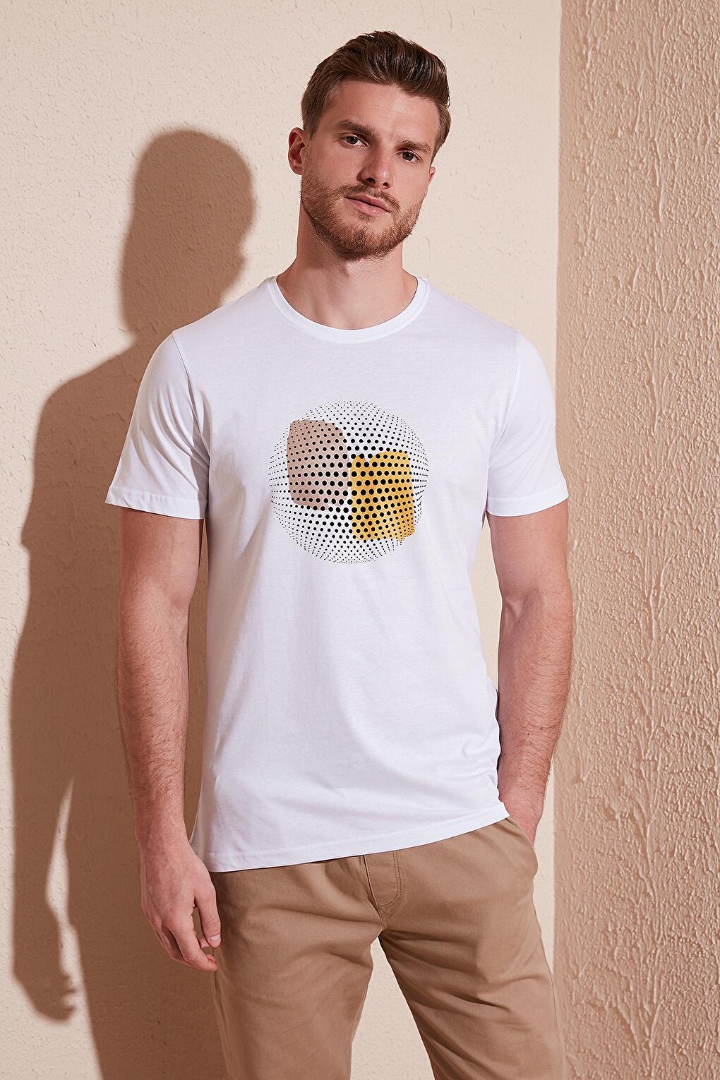 Облегающая футболка из 100 % хлопка с круглым вырезом с принтом 646B3950 Buratti, белый фото