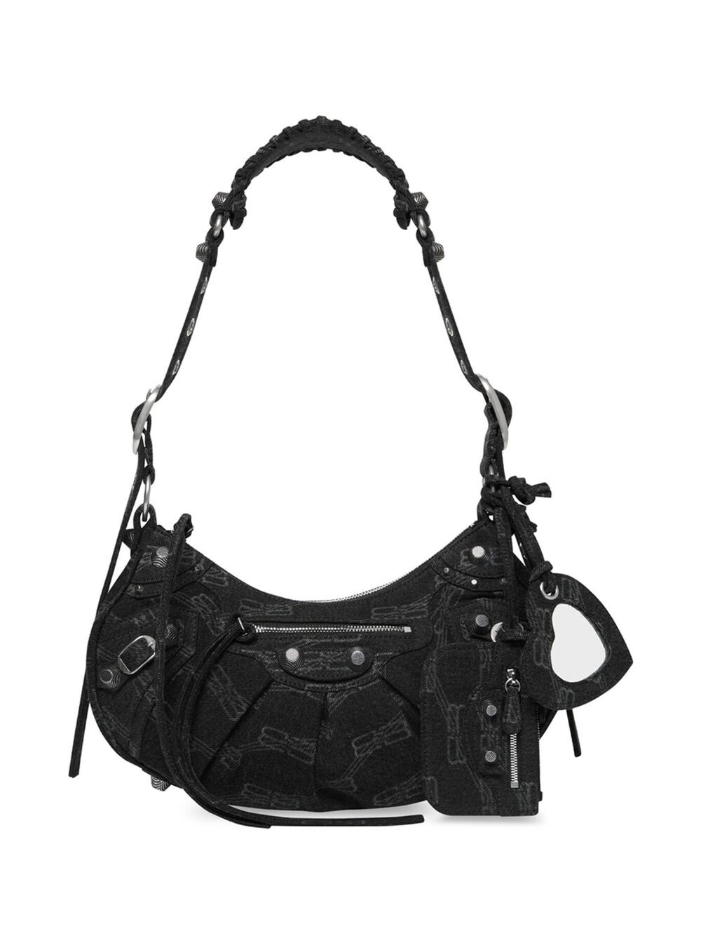 

Маленькая сумка через плечо Le Cagole Bb из денима с монограммой Balenciaga, черный
