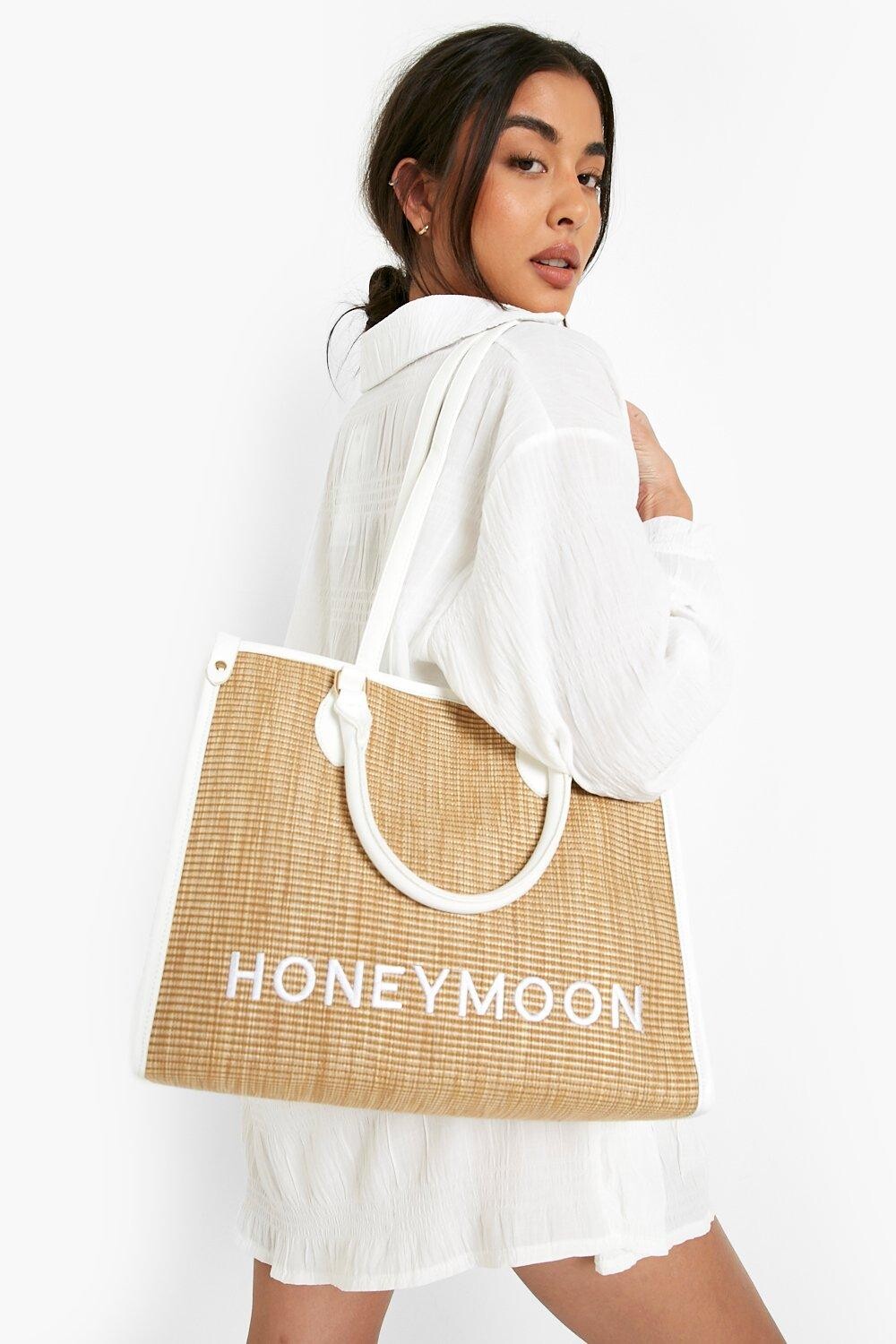 

Соломная пляжная сумка для молодоженных Boohoo, белый