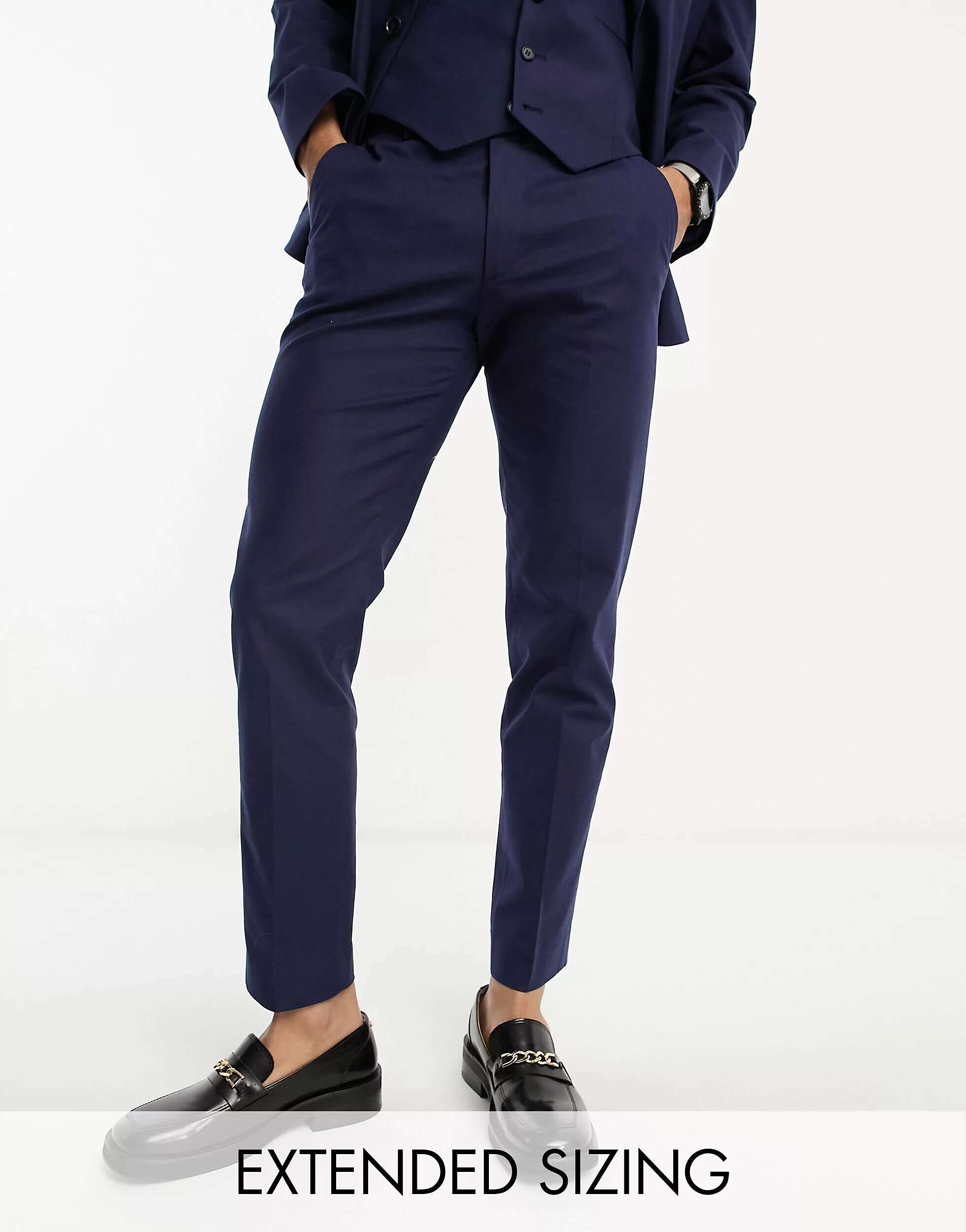 Темно-синие узкие льняные костюмные брюки ASOS темно синие узкие костюмные брюки asos design