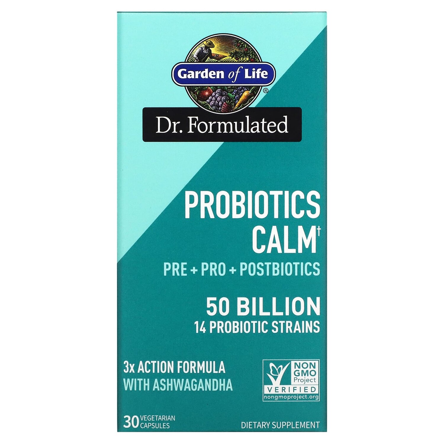 

Probiotics Calm, 50 млрд, 30 вегетарианских капсул, Garden of Life