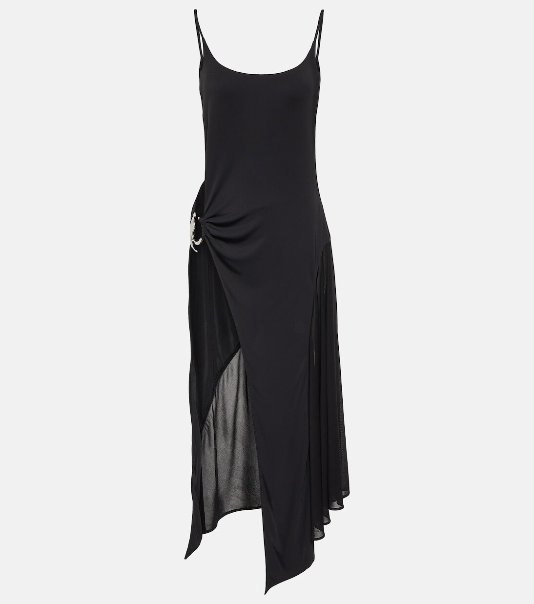

Платье миди с асимметричным вырезом Mugler, черный