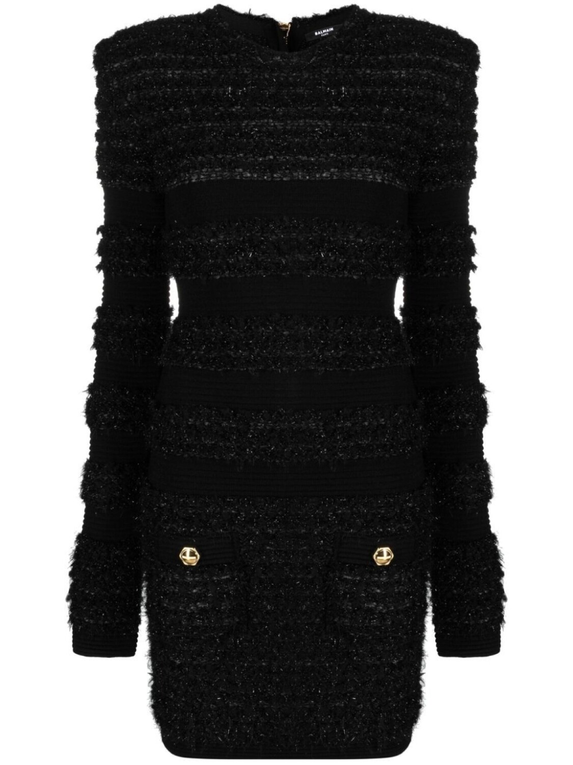 

Balmain твидовое платье мини, черный