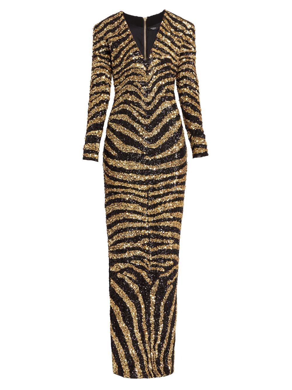 

Платье с вышивкой под зебру Balmain, черный