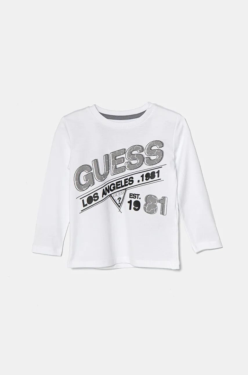 

Хлопковая рубашка Guess с длинными рукавами для мальчиков и девочек, белый