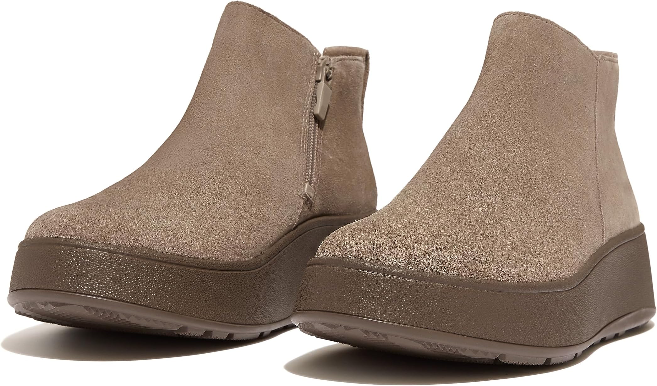 Ботильоны F-Mode Suede Flatform Zip Ankle Boots FitFlop, цвет Minky Grey цена и фото