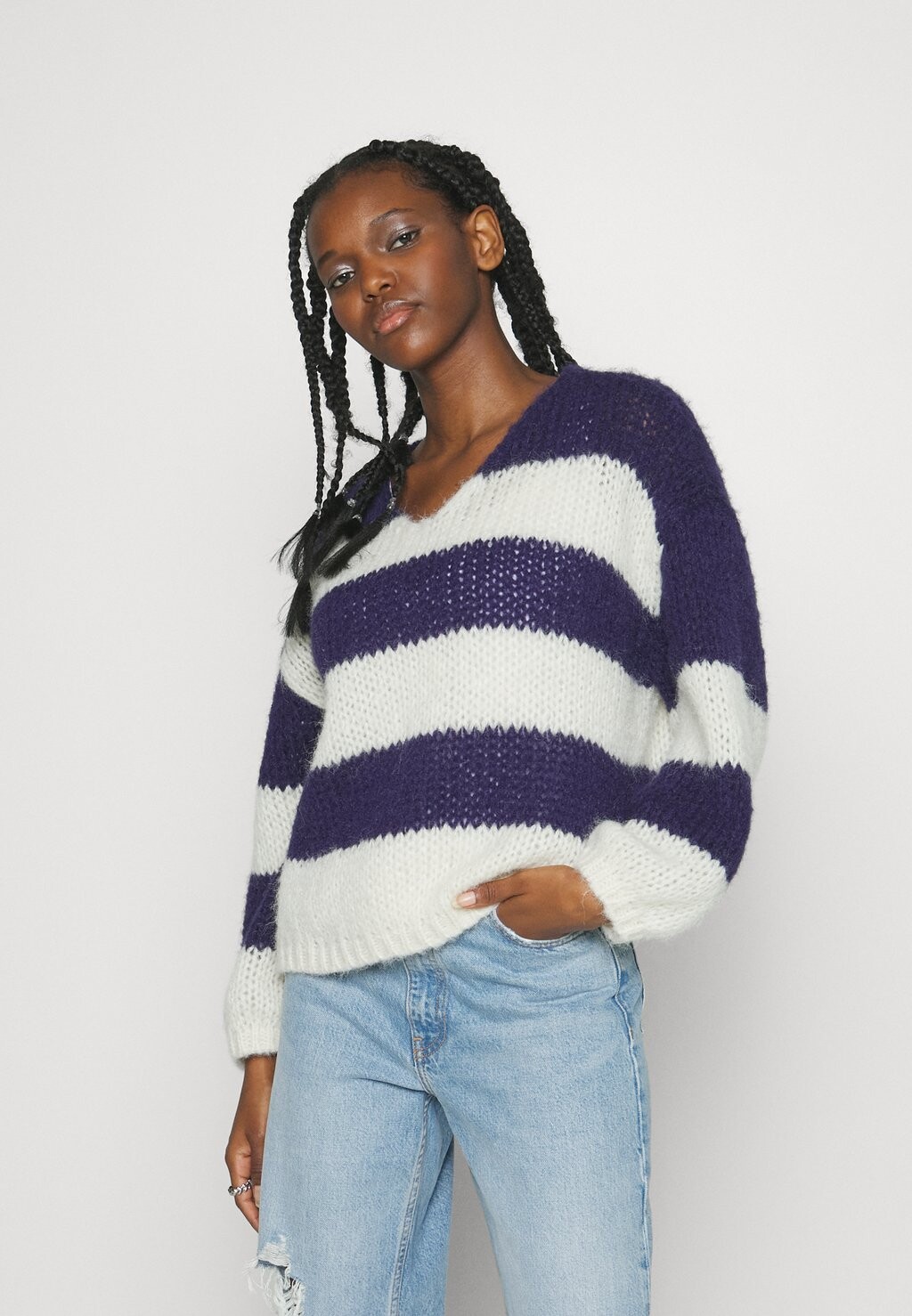 

Свитер Vero Moda Vmerin Stripe Pullover, астральная аура / береза, Фиолетовый
