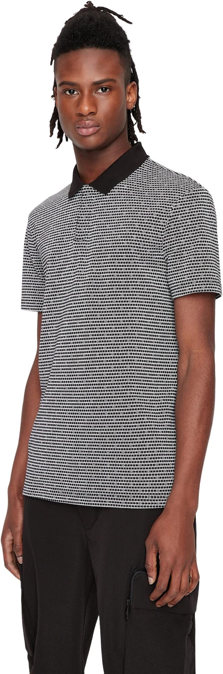 Рубашка-поло Cotton Printed Polo Shirt Armani Exchange, цвет Black Ued Triangle