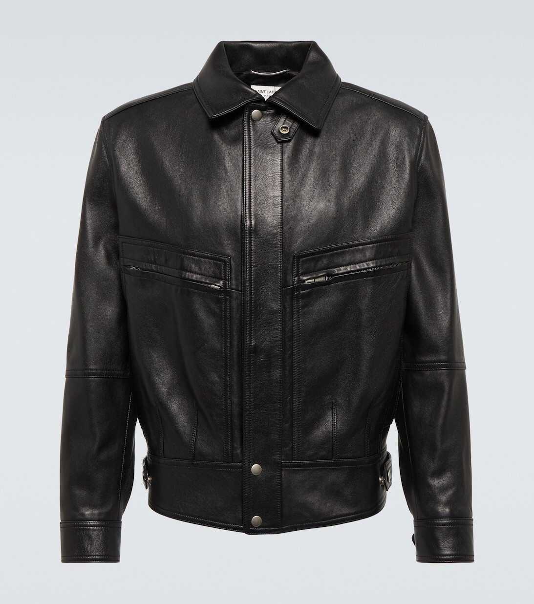

Кожаная куртка со вставками Saint Laurent, черный